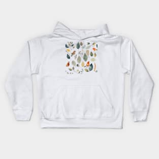 Lovely leaves, berries and birds forest pattern Kids Hoodie